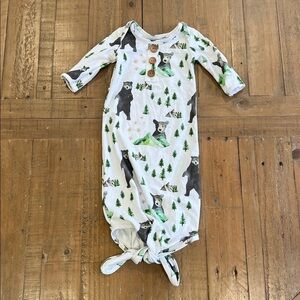 Caden lane forest friends knotted gown 0-3 months mountains bears